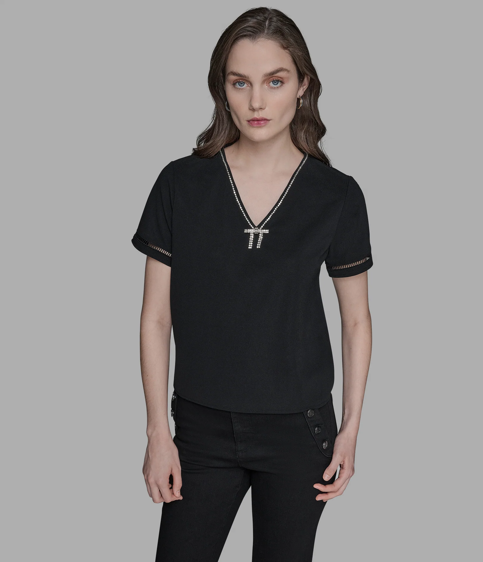 BOW-EMBELLISHED TOP