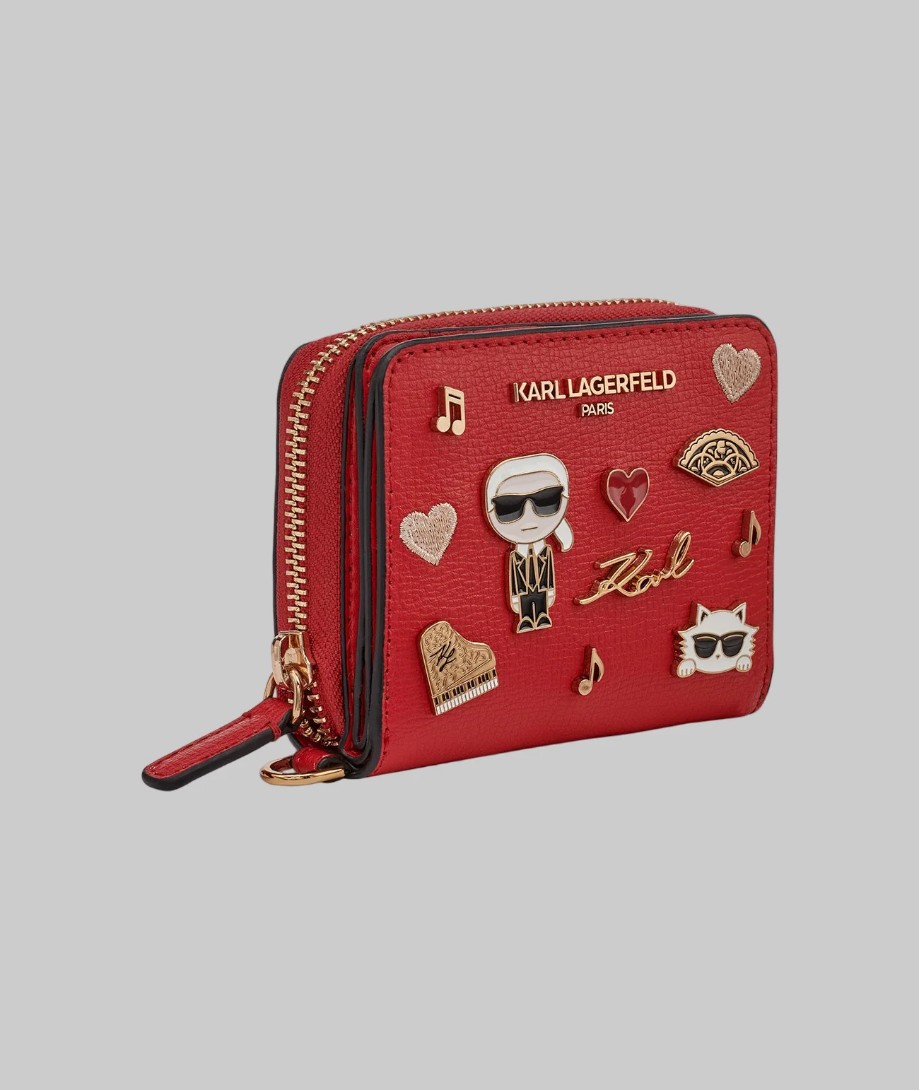 SMALL ZIP WALLET BLACK WITH KATE PINS - Image 2