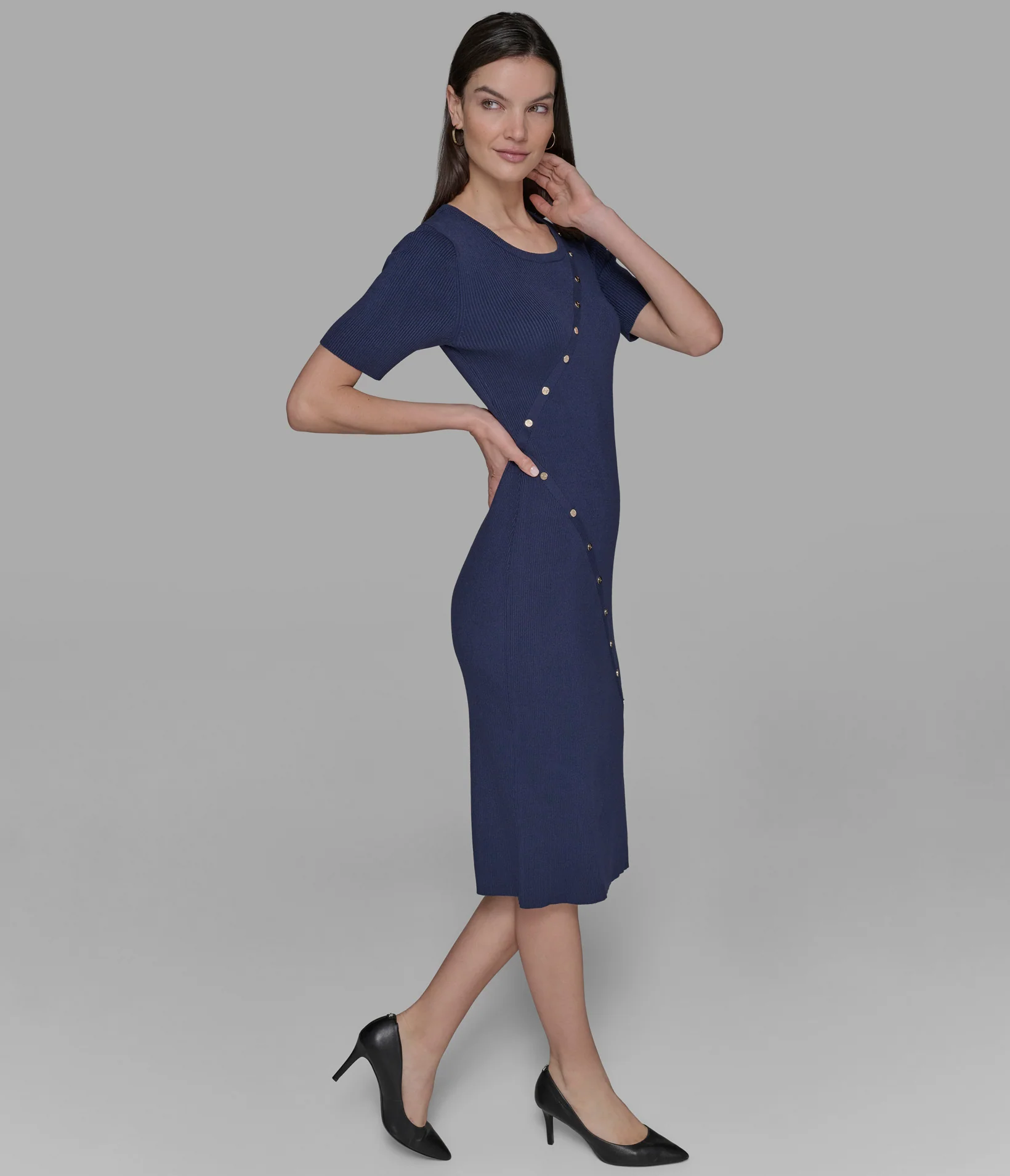 BUTTON-EMBELLISHED MIDI SWEATER DRESS - Image 4