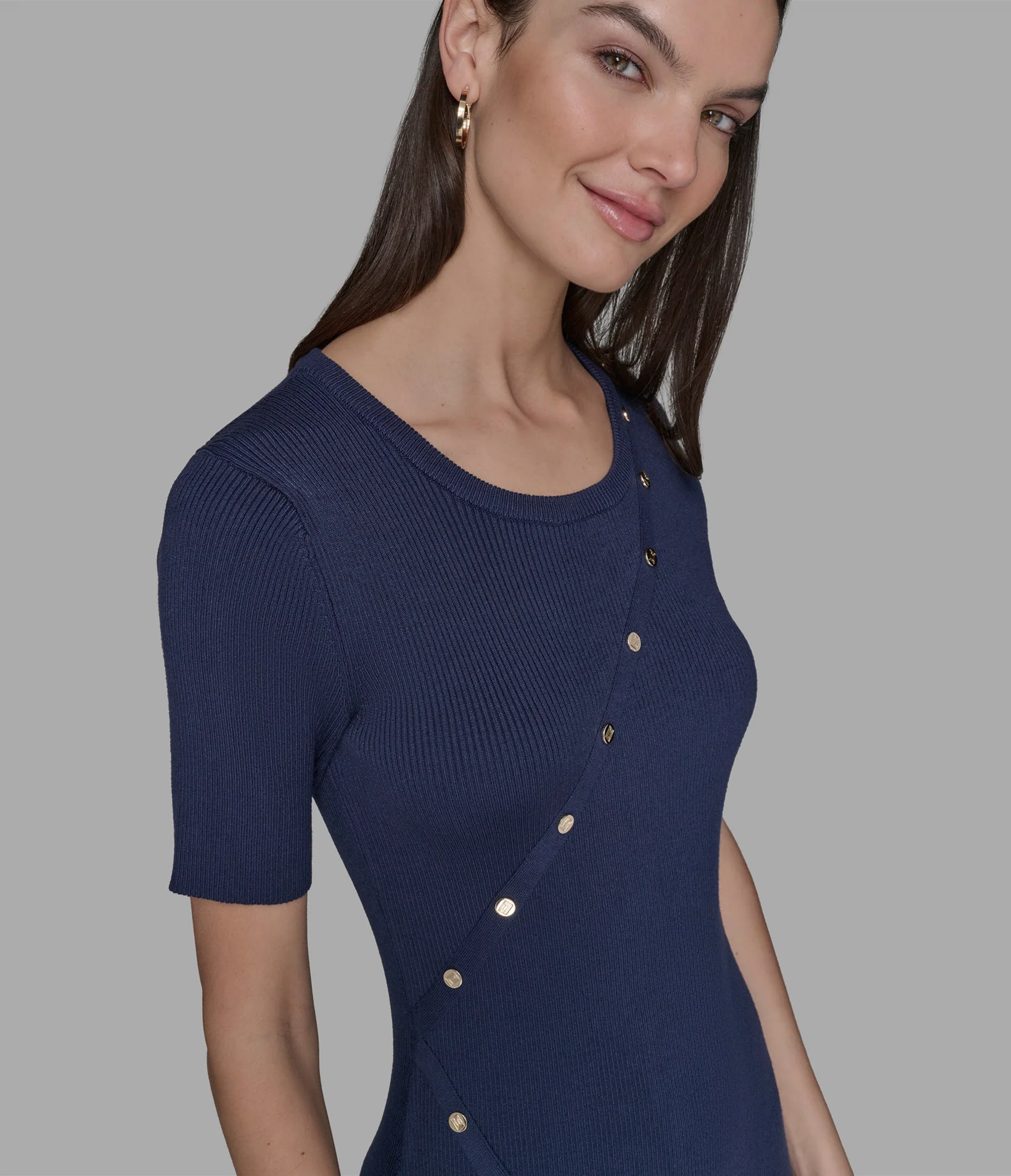 BUTTON-EMBELLISHED MIDI SWEATER DRESS - Image 5