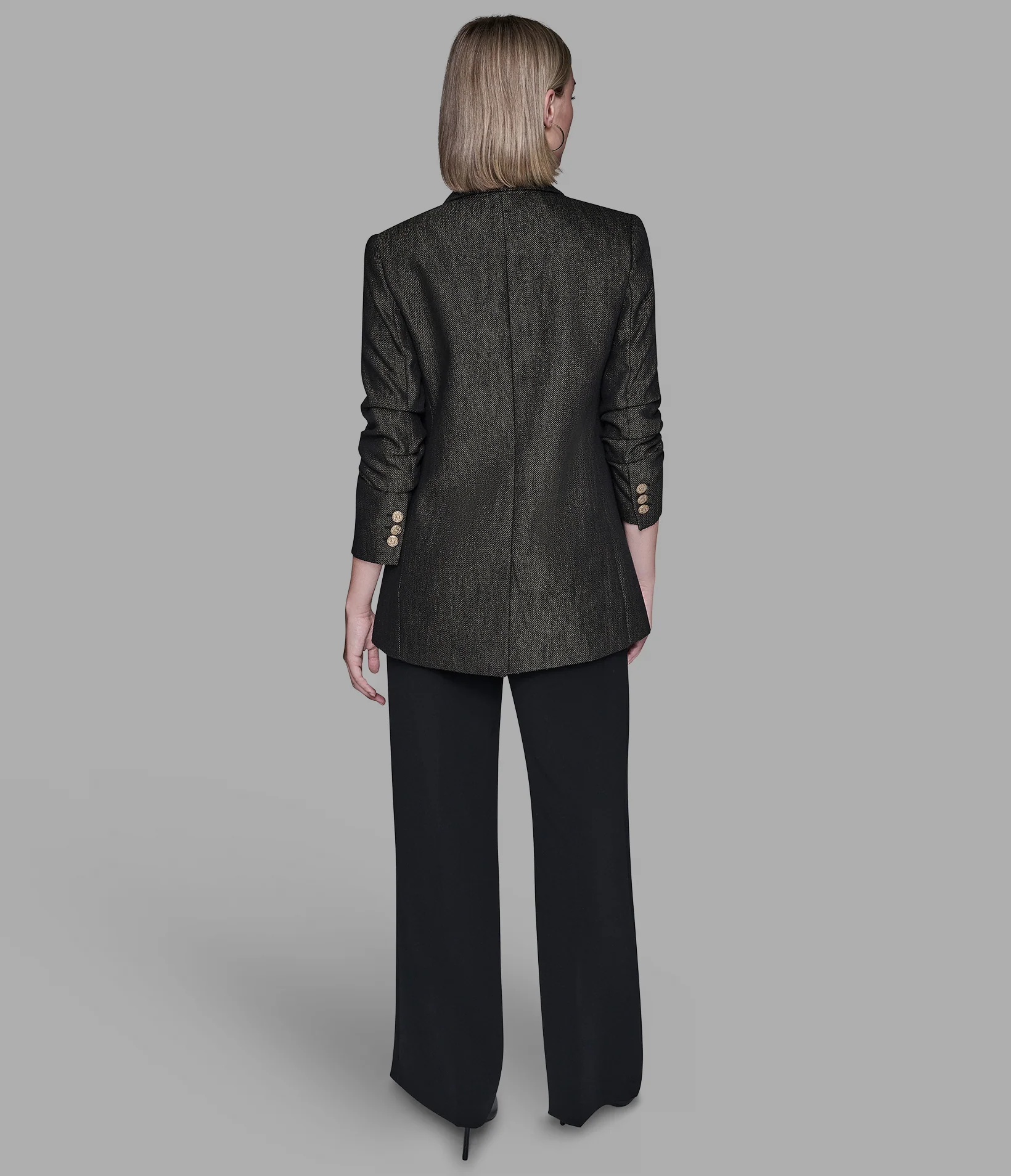 RUCHED SLEEVE SHIMMER BLAZER - Image 3