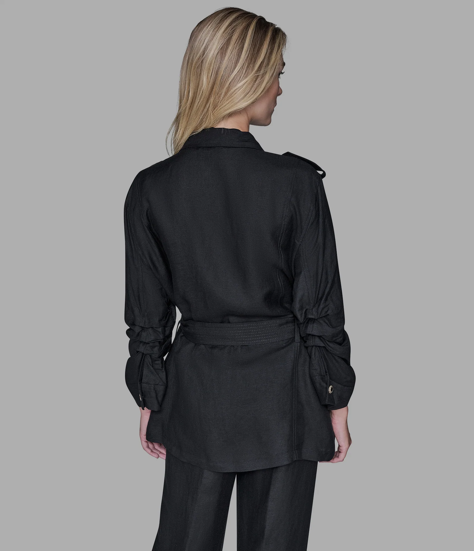 LINEN BLEND BELTED JACKET - Image 2