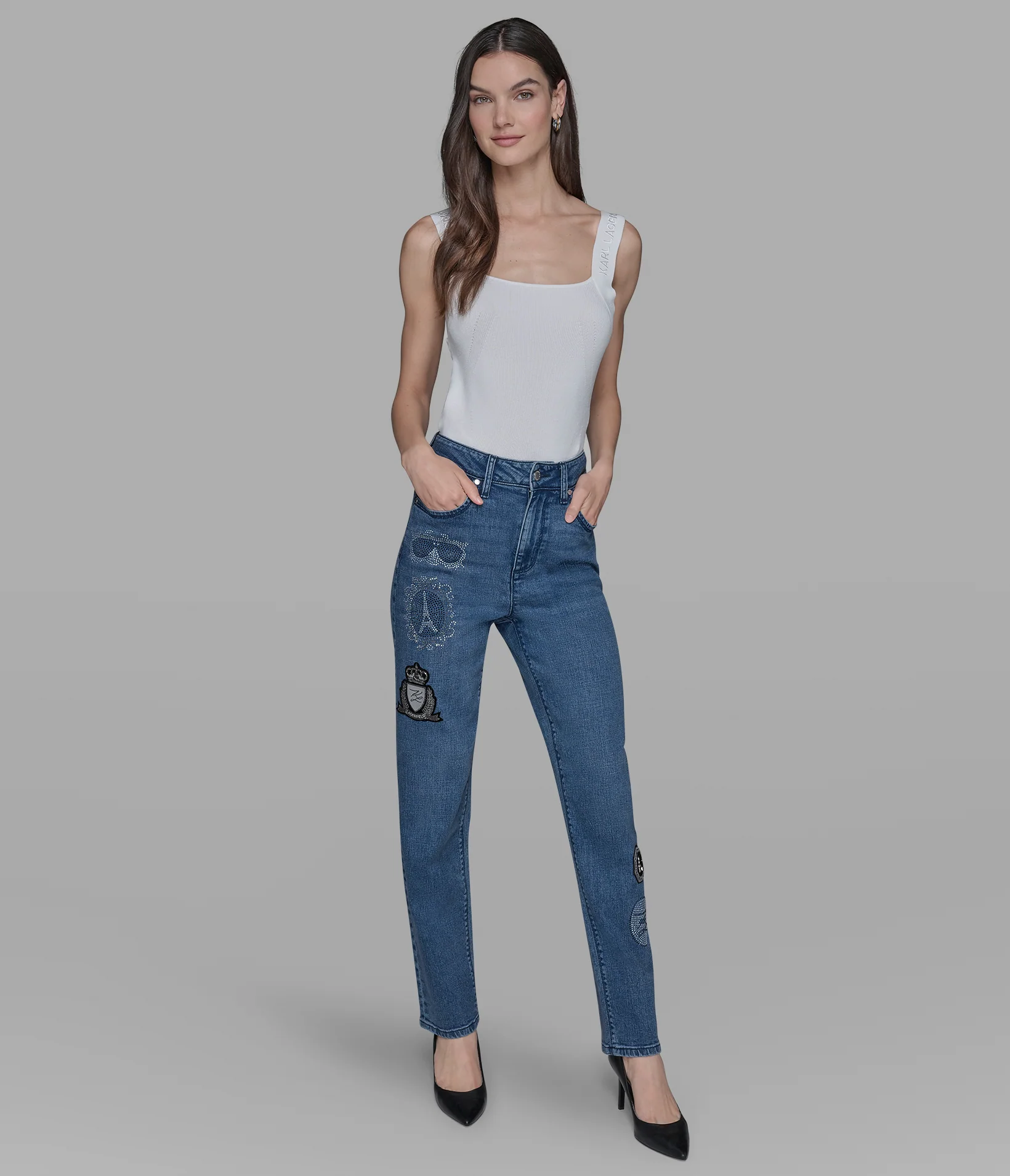 STRAIGHT LEG JEAN WITH PATCHES - Image 5