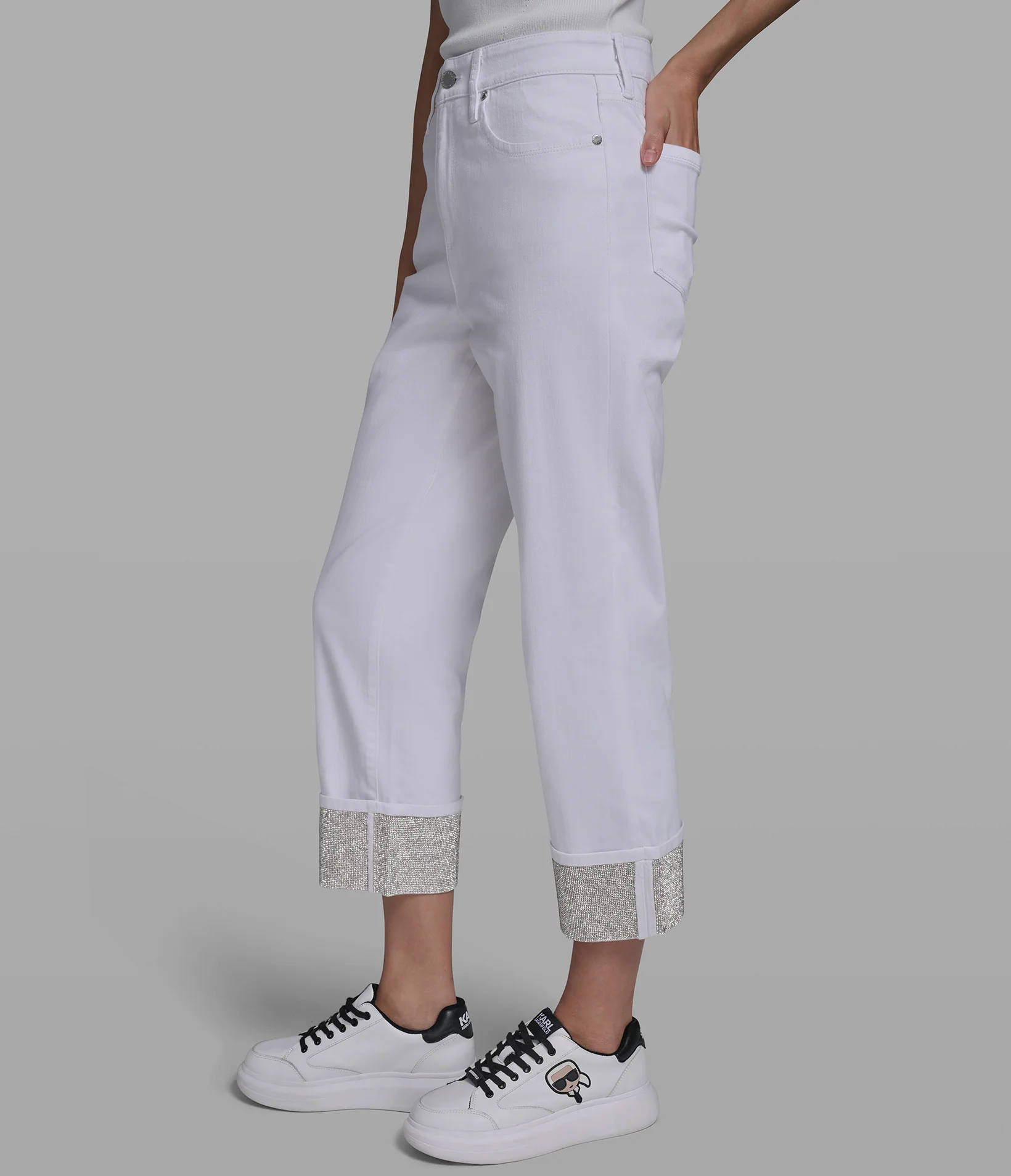 RHINESTONE CUFF JEAN