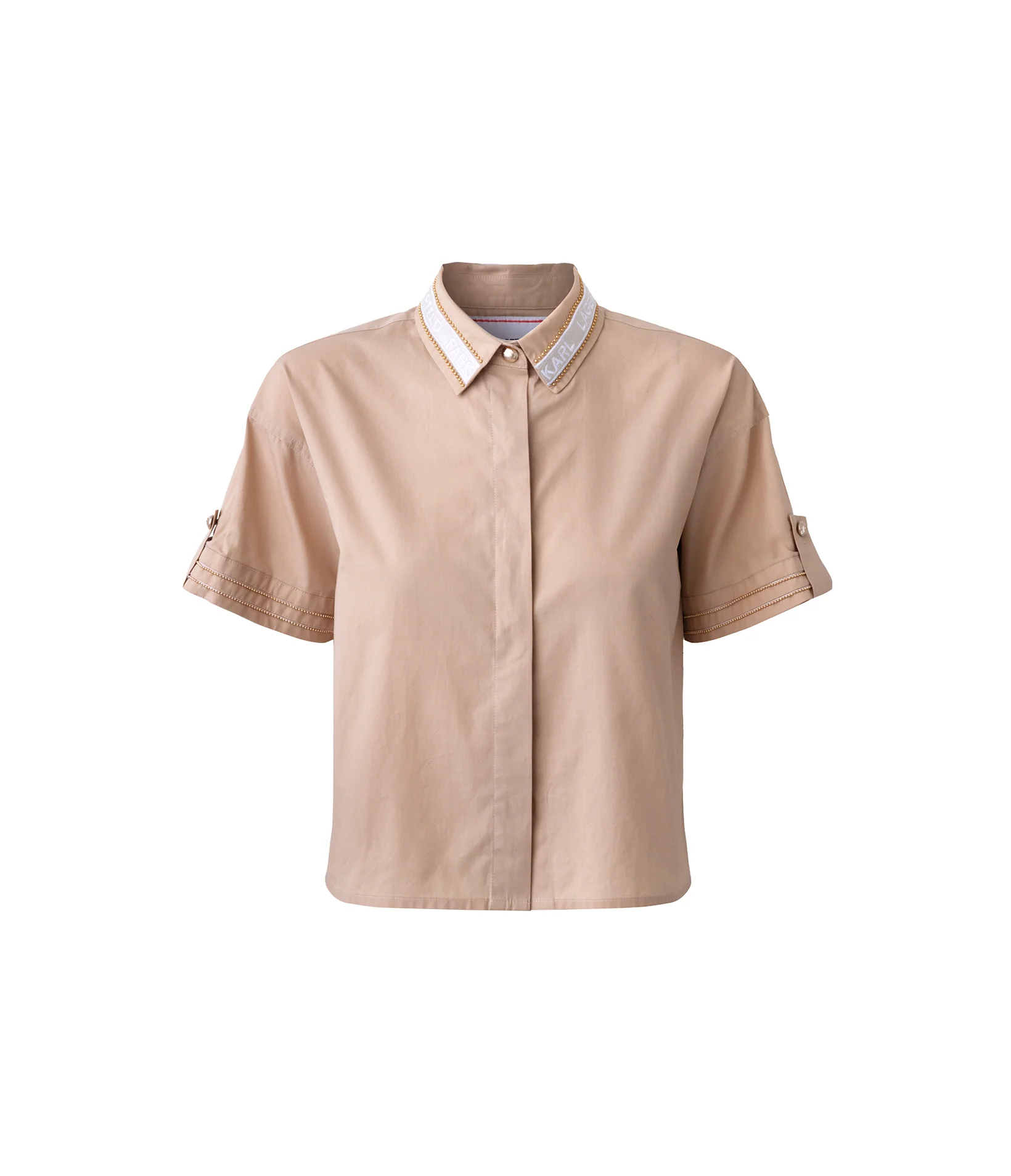 SHORT SLEEVE POPLIN SHIRT WITH EMBELLISHED TRIM - Image 2