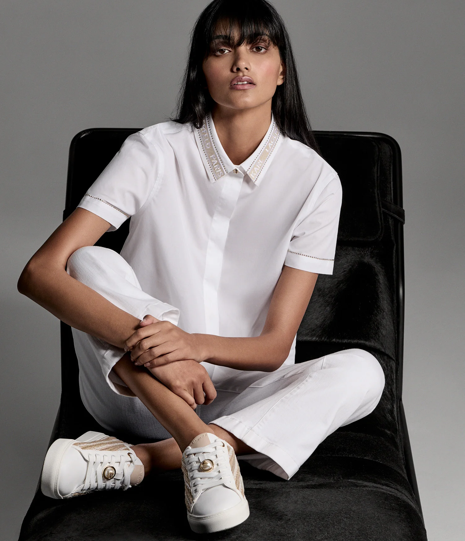 SHORT SLEEVE POPLIN SHIRT WITH EMBELLISHED TRIM - Image 7