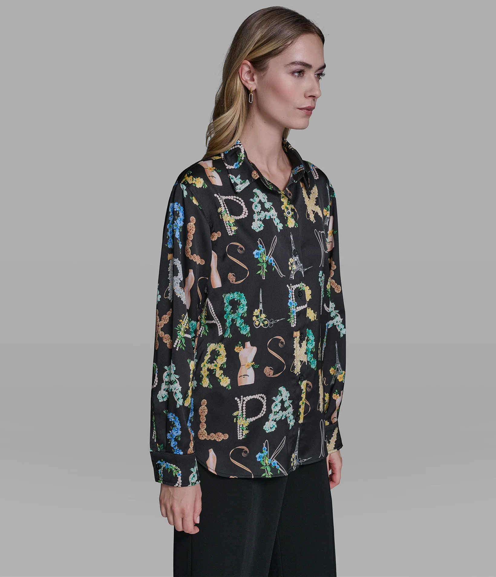 LONG SLEEVE KARL ATELIER PRINT BLOUSE - Image 4