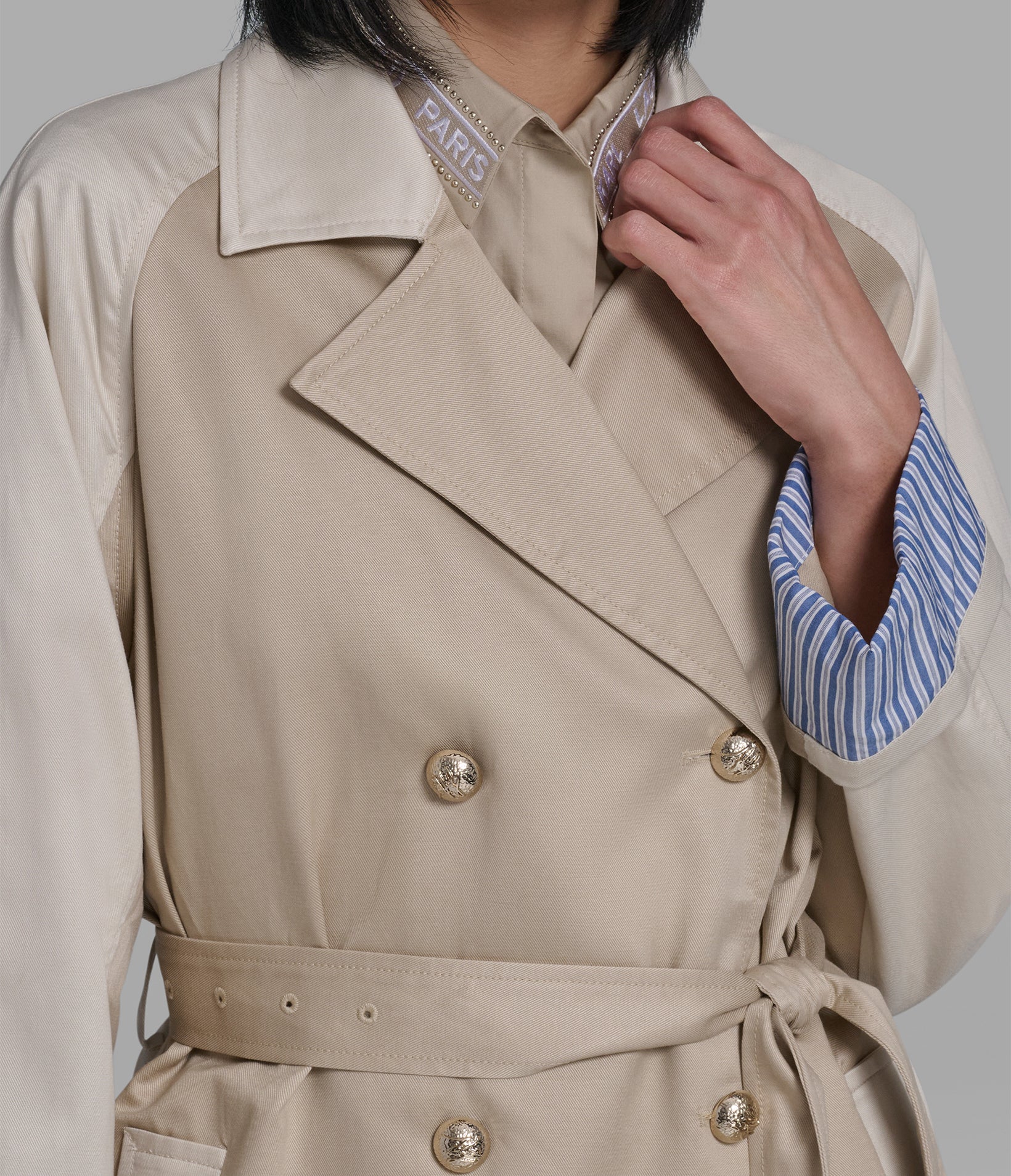 COLOR BLOCK TRENCH COAT - Image 6