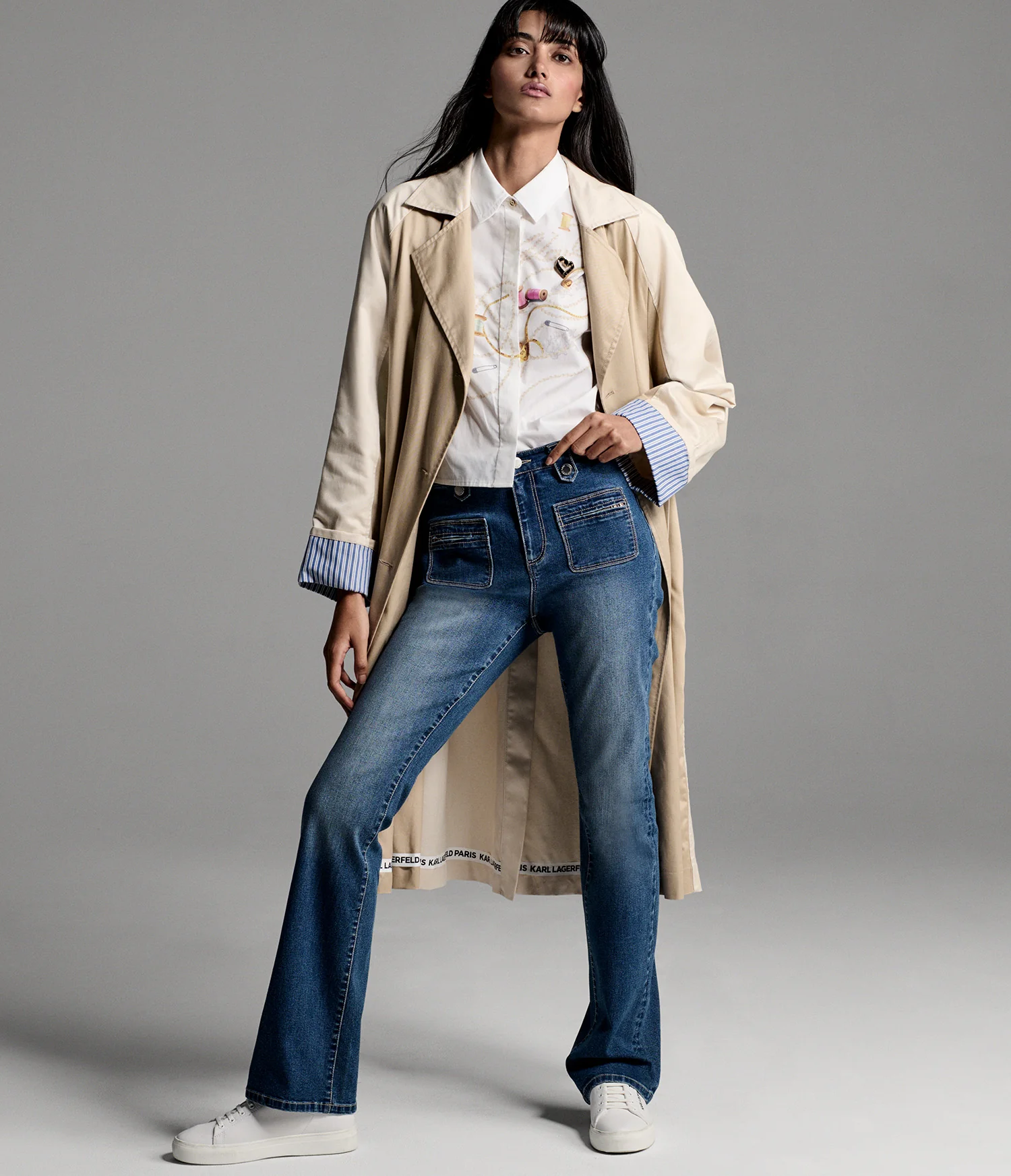 COLOR BLOCK TRENCH COAT - Image 8