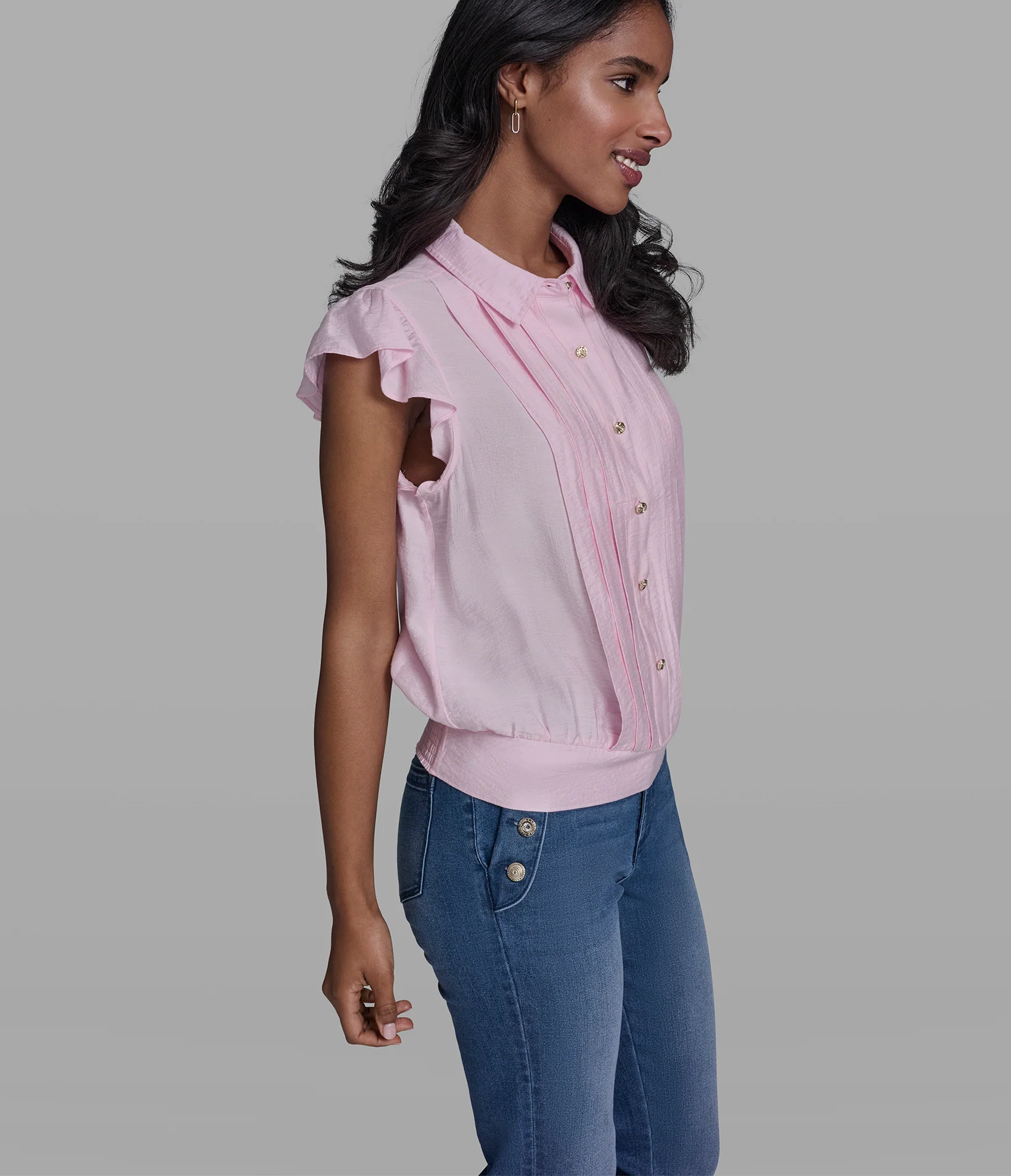 SLEEVELESS PLEAT FRONT BLOUSE - Image 3