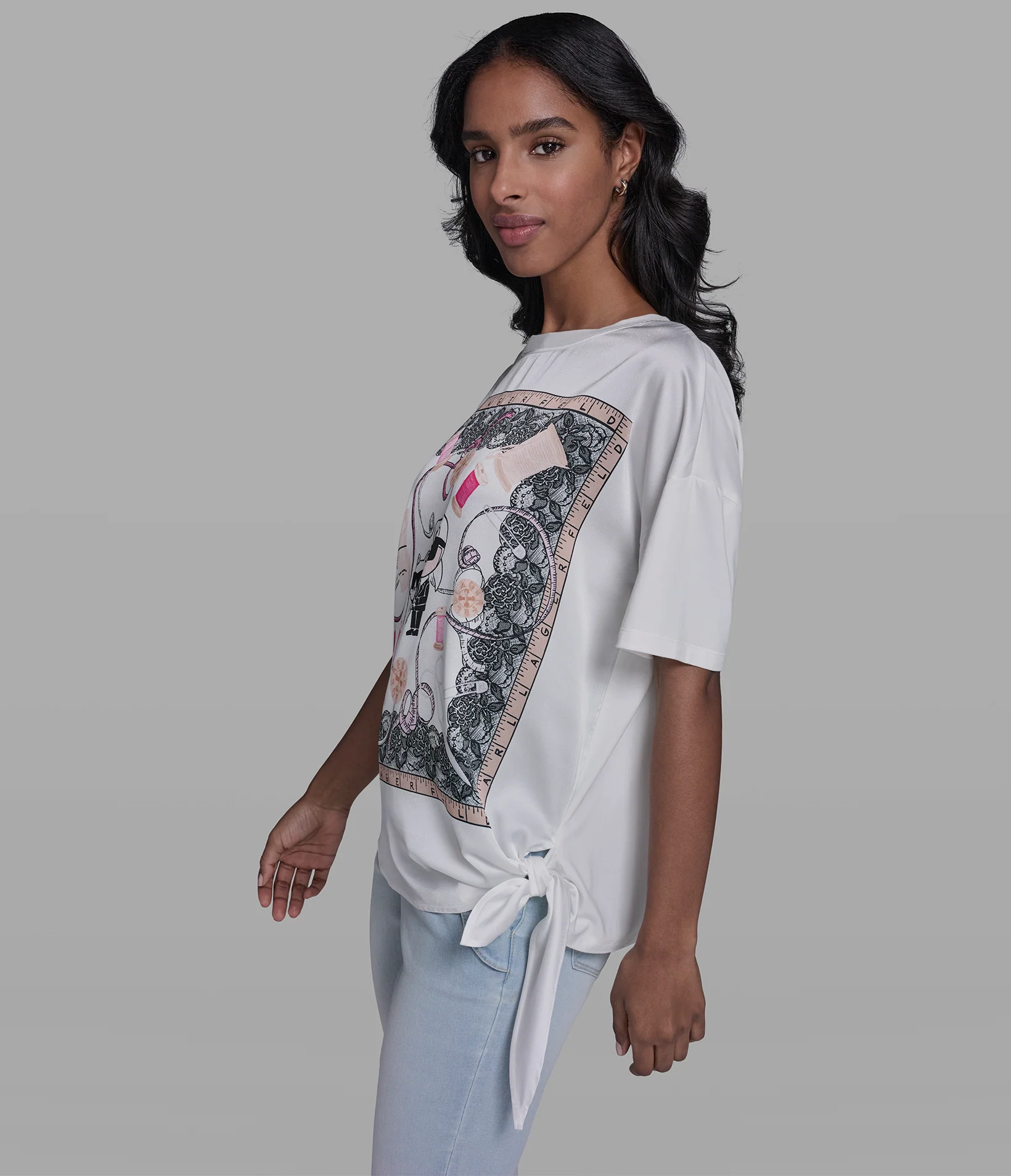 SHORT SLEEVE  MIXED MEDIA DUO TOP - Image 3