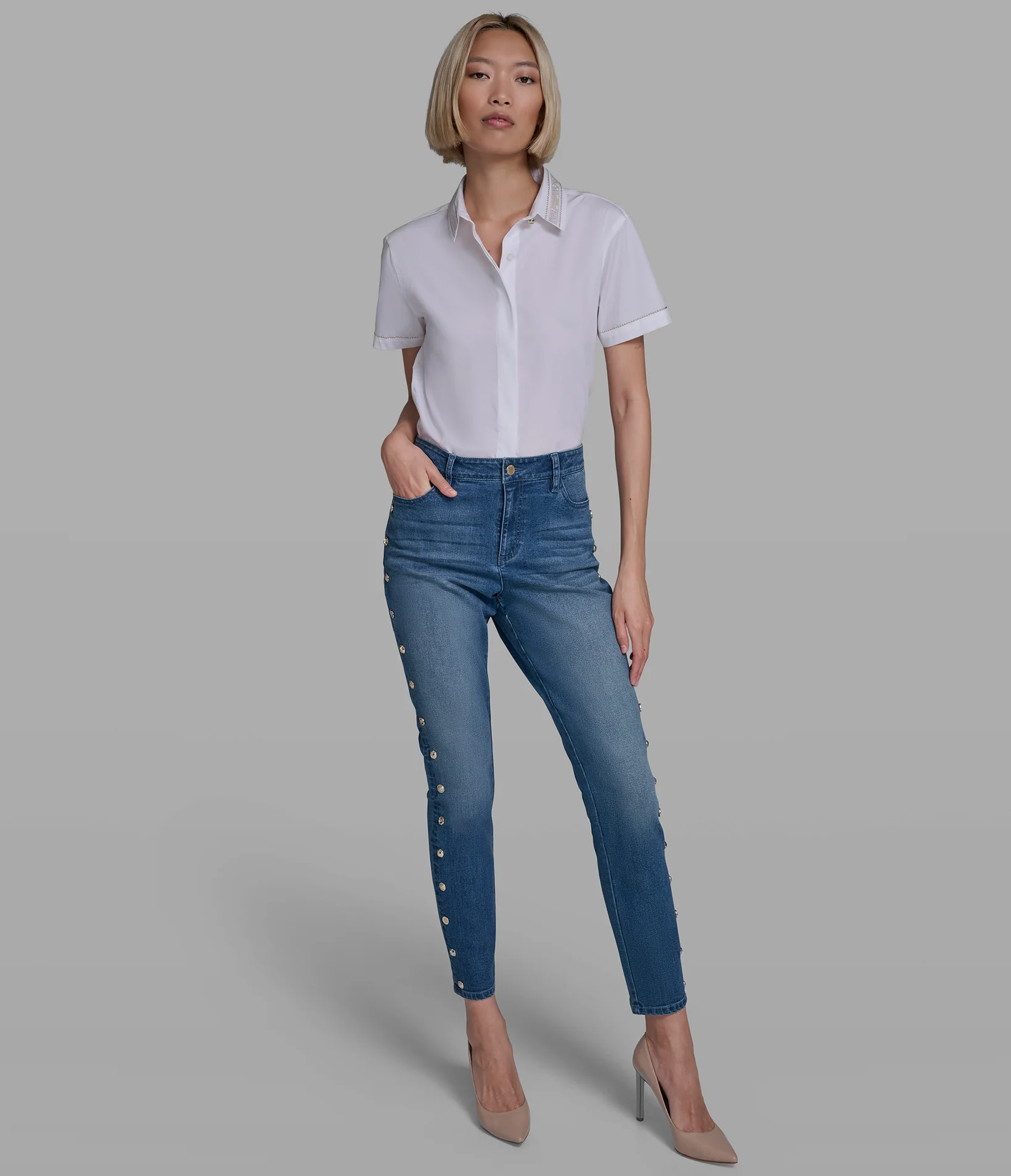STUDDED STRAIGHT LEG JEAN - Image 6