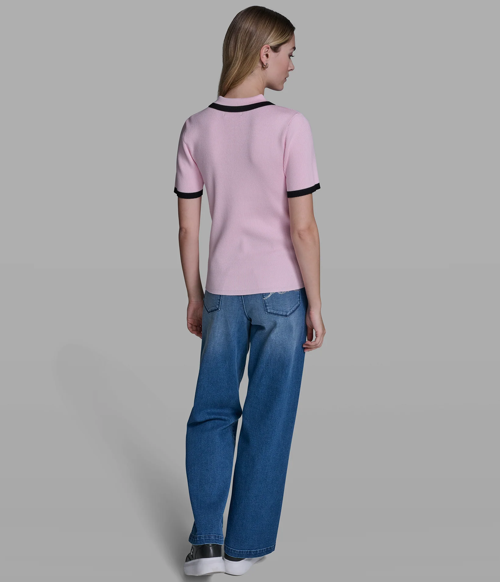 SHORT SLEEVE LOGO TRIM POLO SWEATER - Image 6