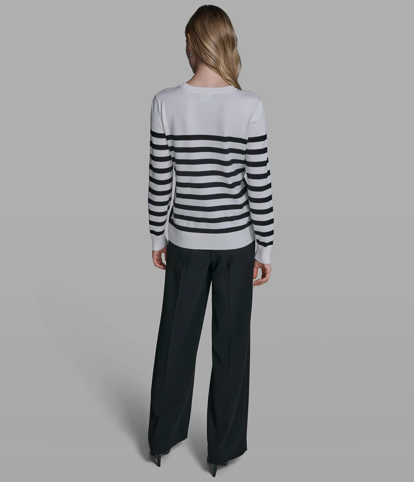 LONG SLEEVE STRIPED LOGO SWEATER - Image 5