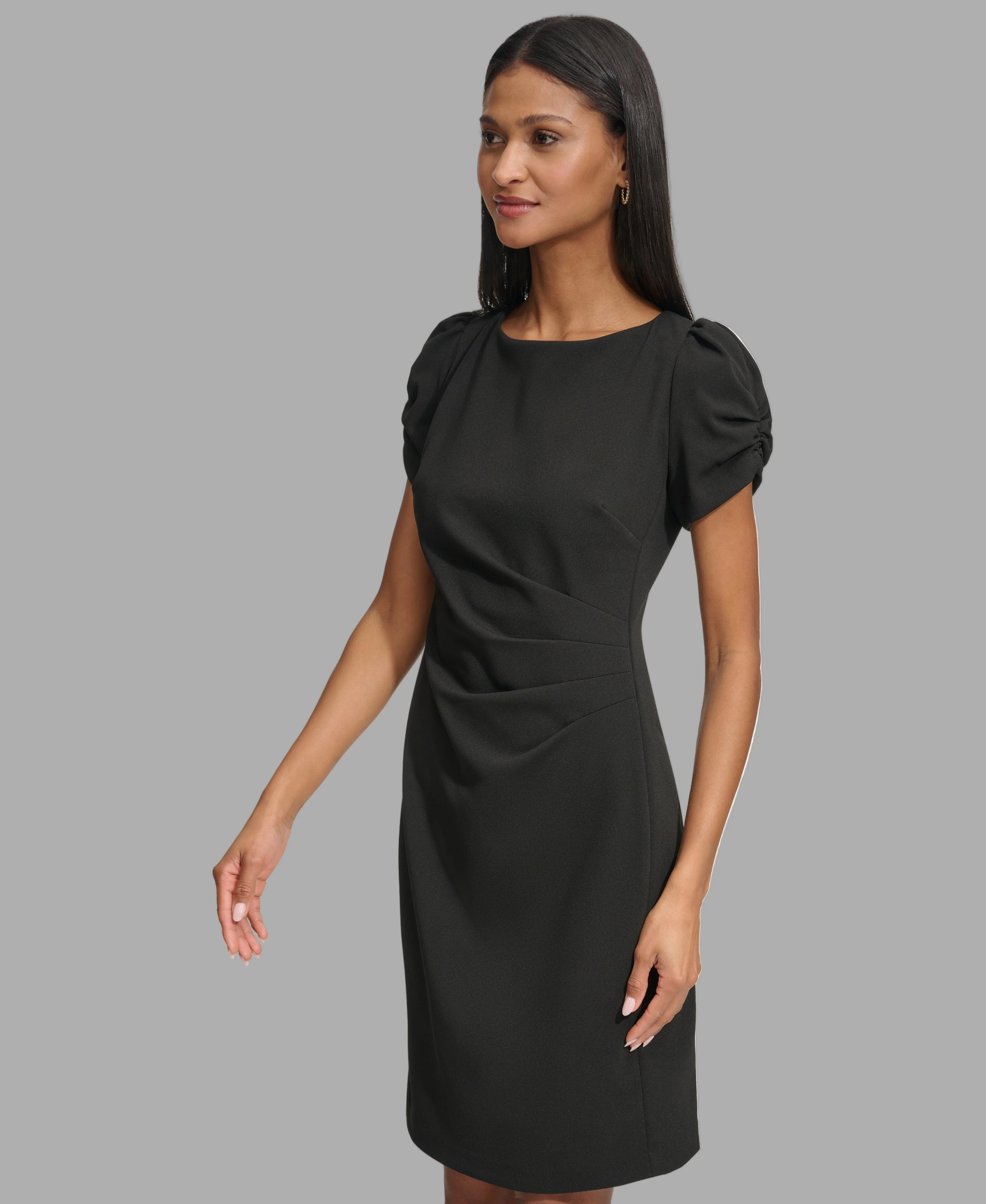 ROUCHED SHEATH DRESS WITH PUFF SLEEVES - Image 3