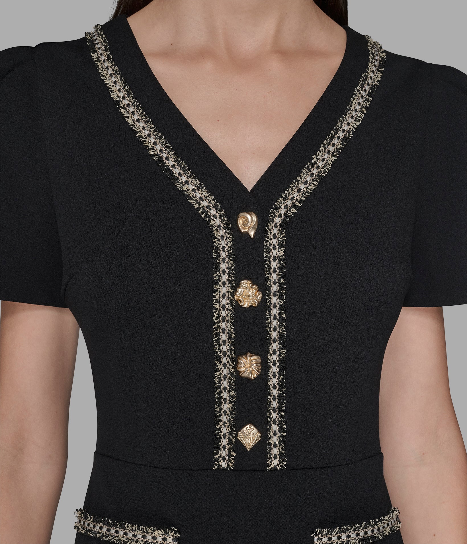 TWEED-TRIMMED PLEATED DRESS - Image 5