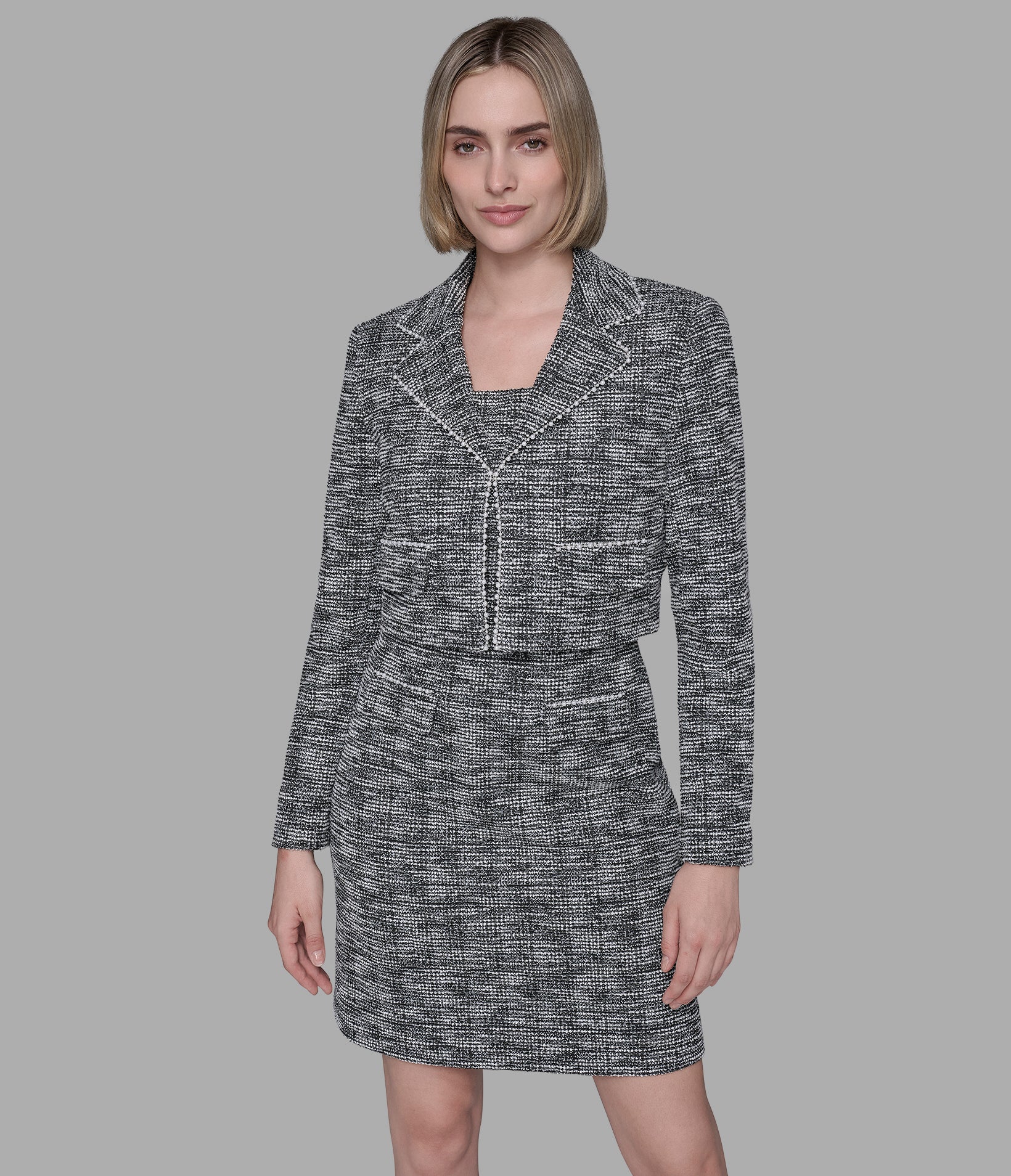 CROPPED METALLIC TWEED CO-ORD JACKET - Image 4