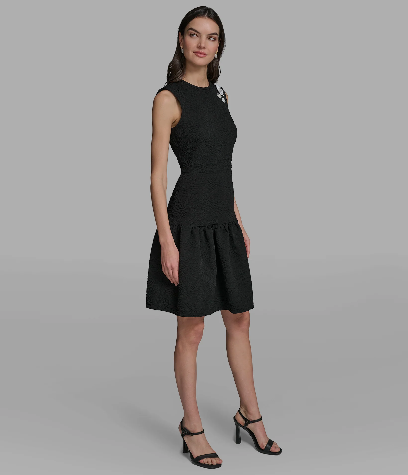 FLORET JACQUARD DROP WAIST DRESS - Image 3