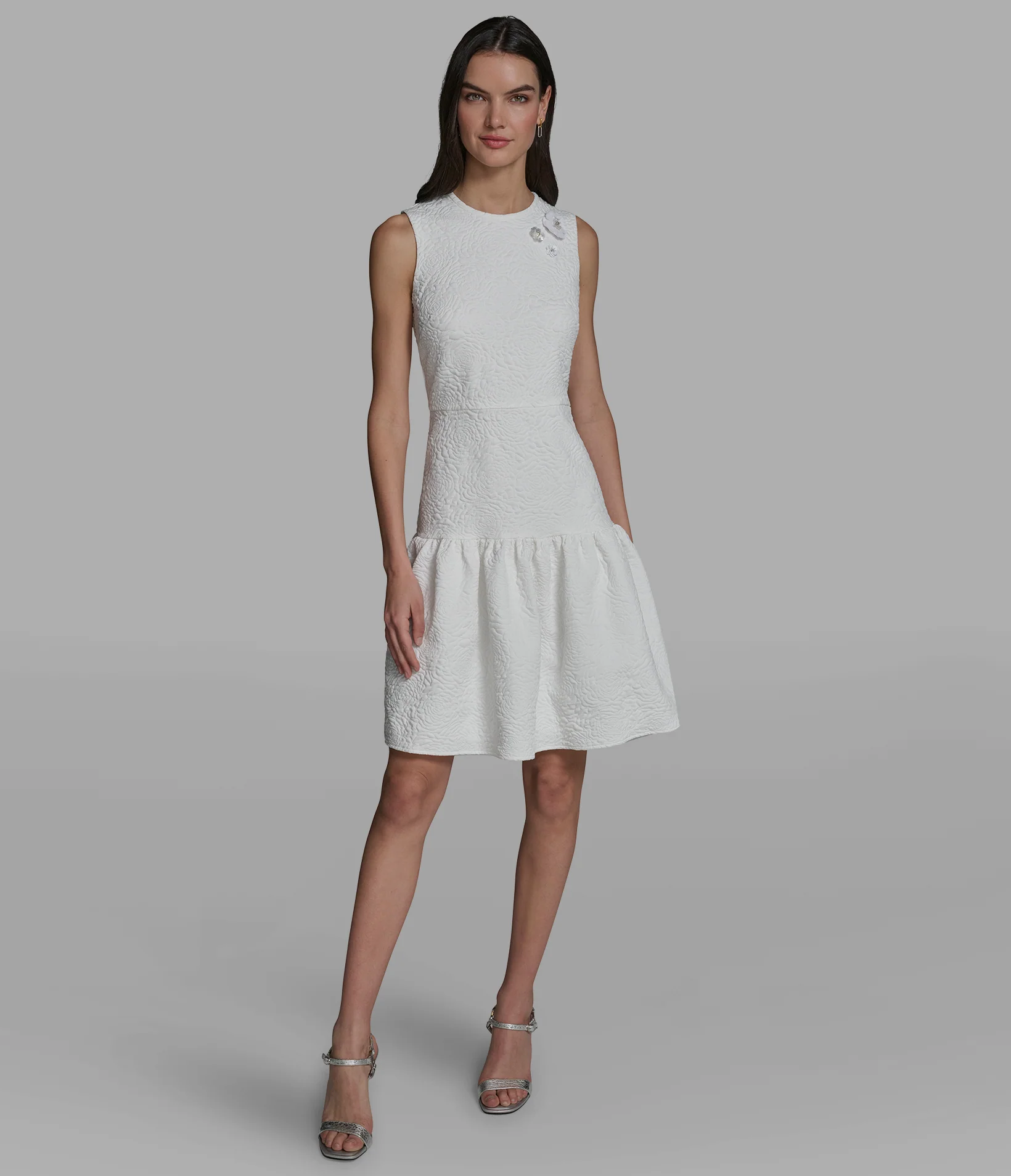 FLORET JACQUARD DROP WAIST DRESS