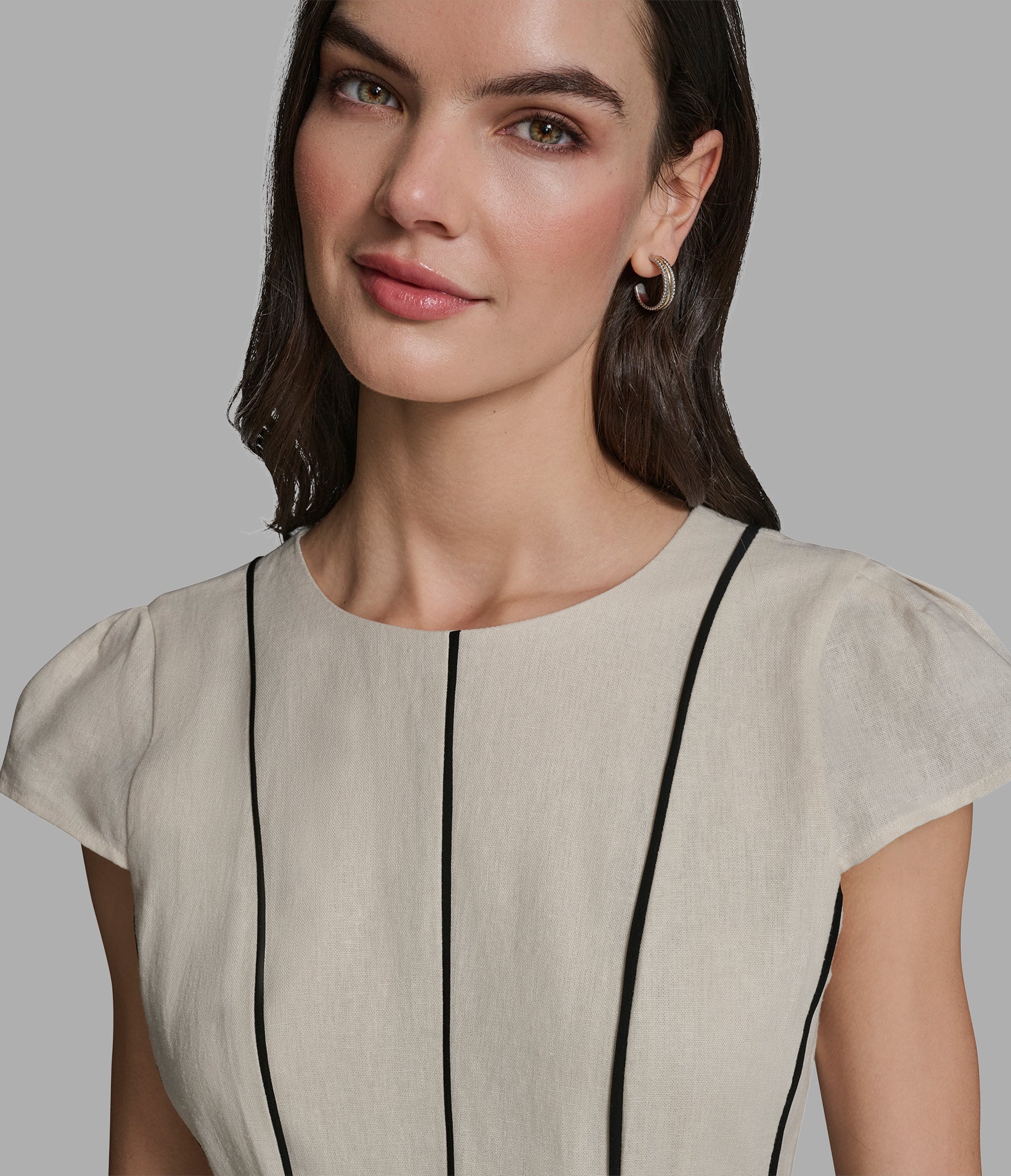 LINEN MIDI WITH CONTRAST SEAMING - Image 5