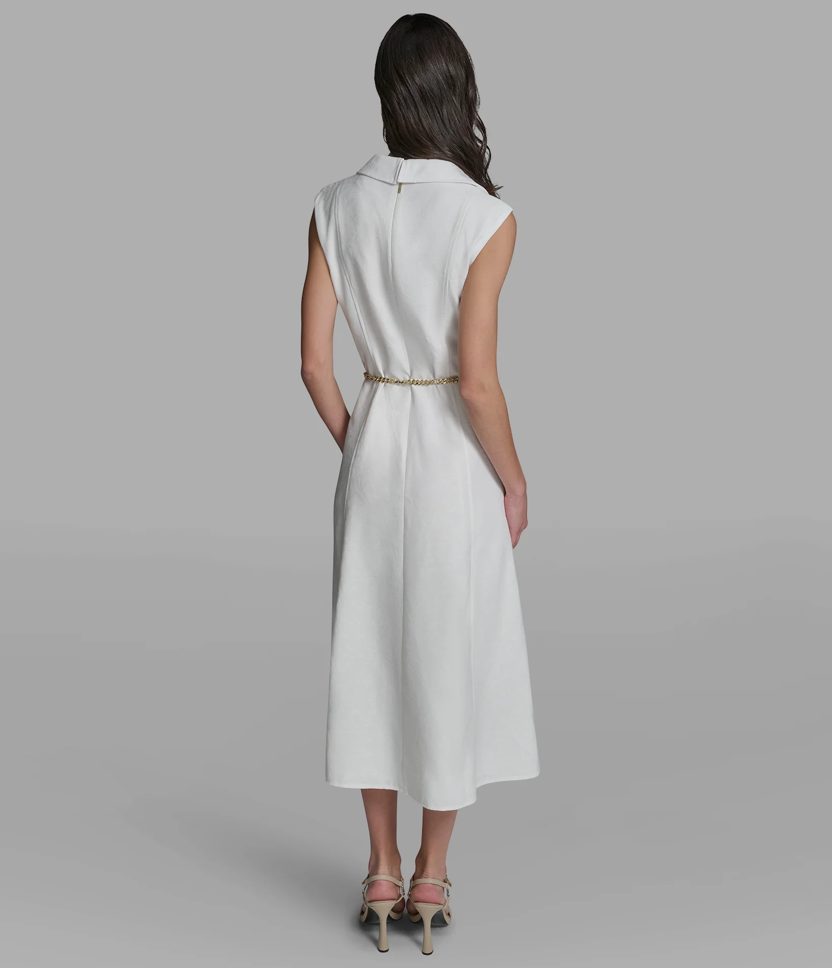 SUBTLE FLORAL MIDI DRESS WITH CHAIN BELT - Image 2
