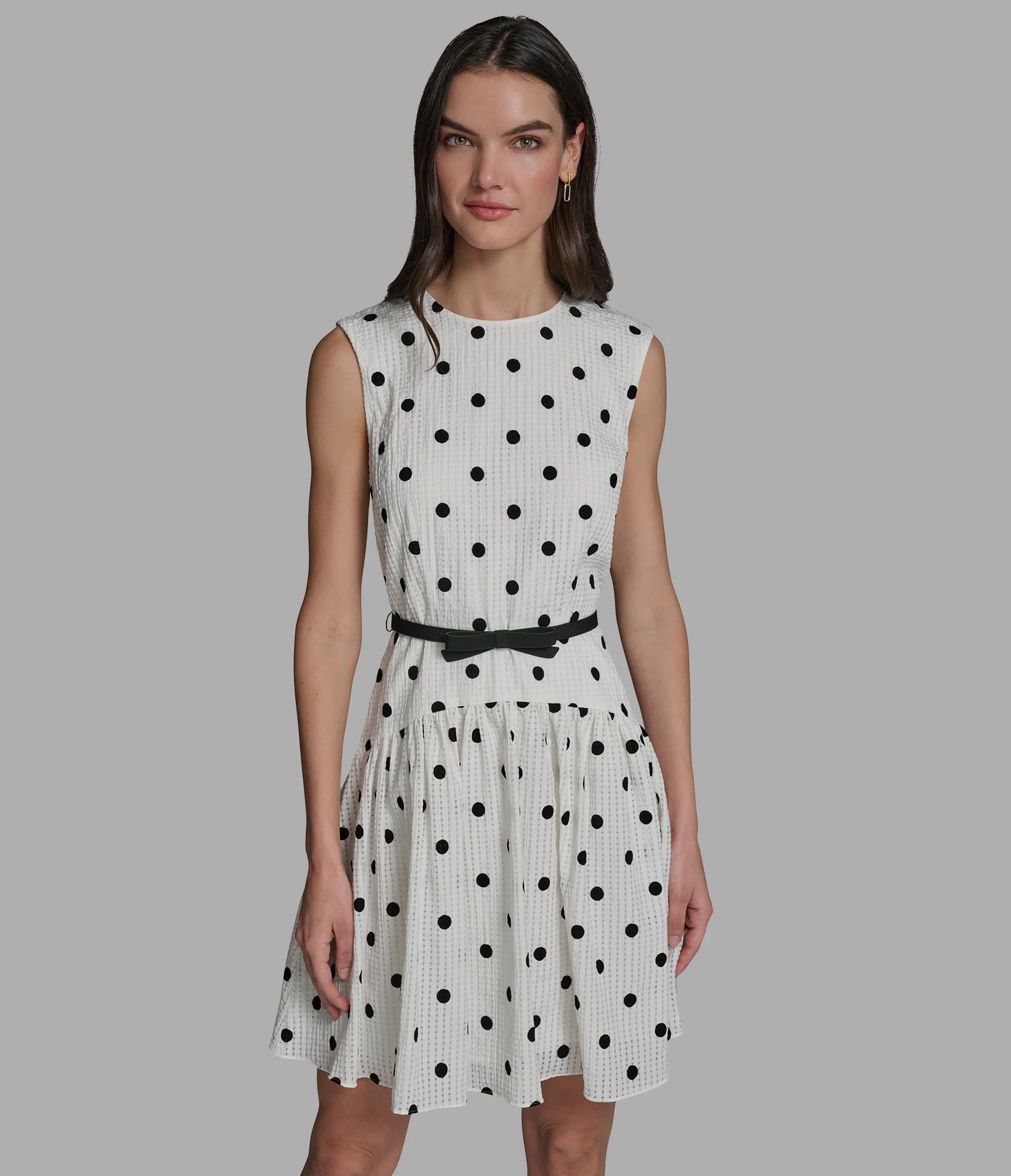 POLKA DOT SEERSUCKER A-LINE DRESS - Image 2