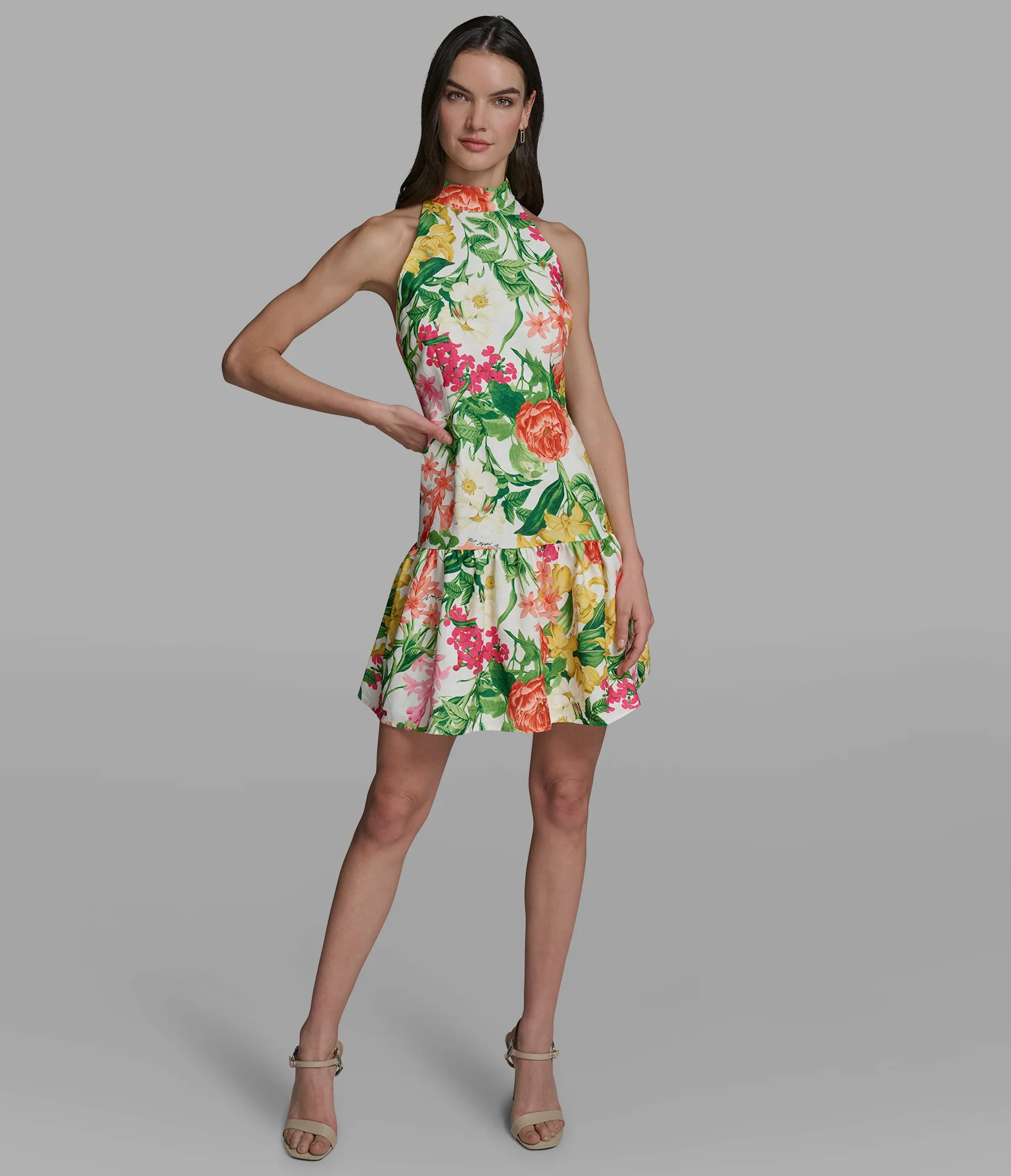 FLORAL HALTER DRESS WITH DROP WAIST - Image 4