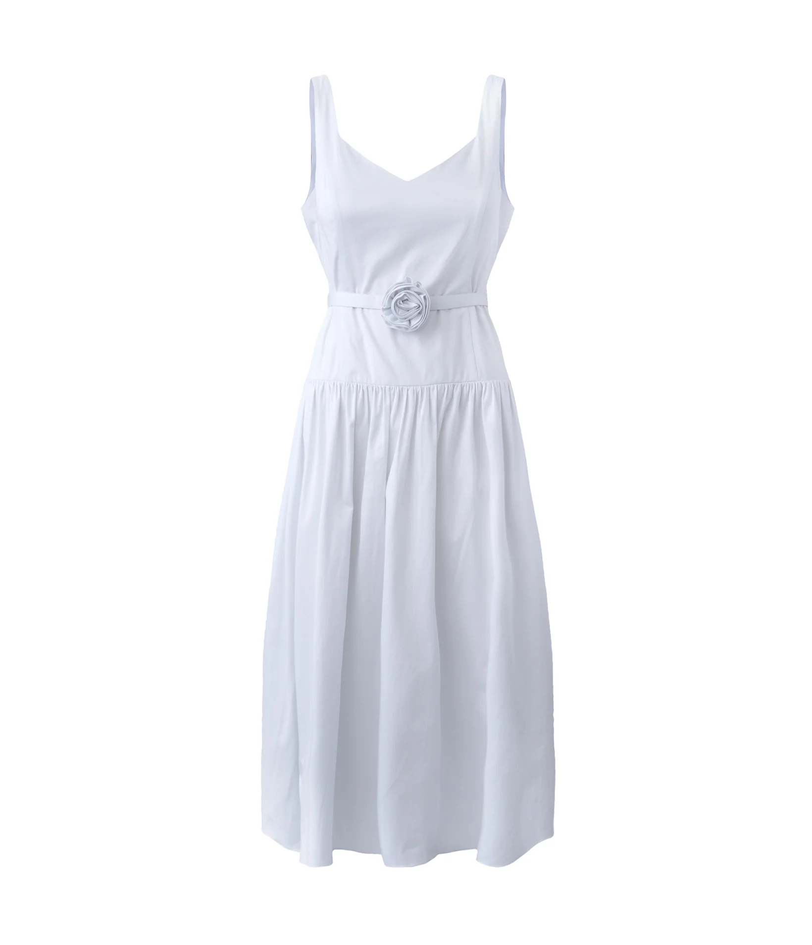 SLEEVELESS ROSE BELT MIDI DRESS - Image 2