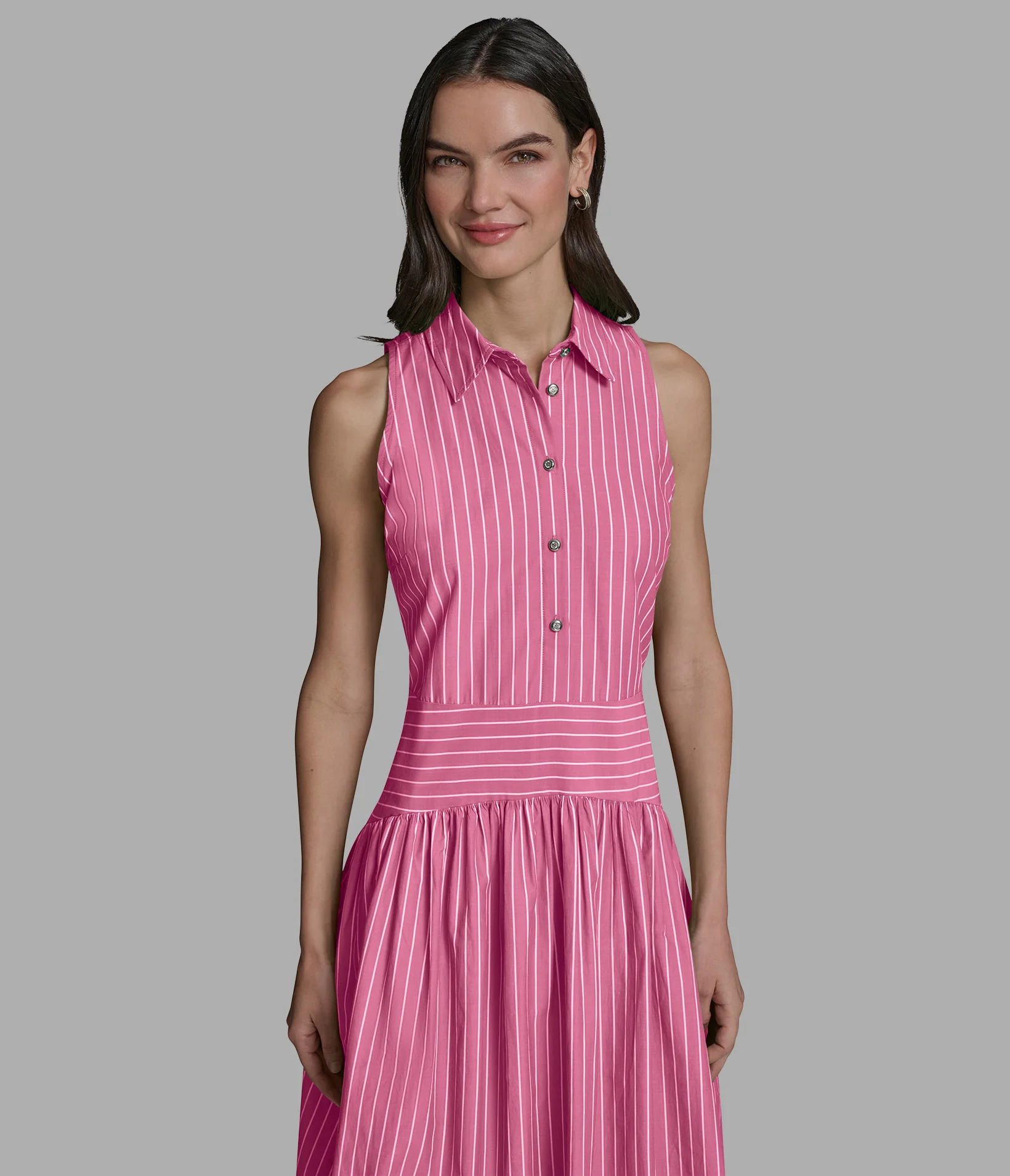 SLEEVELESS STRIPED POPLIN SHIRT DRESS - Image 4