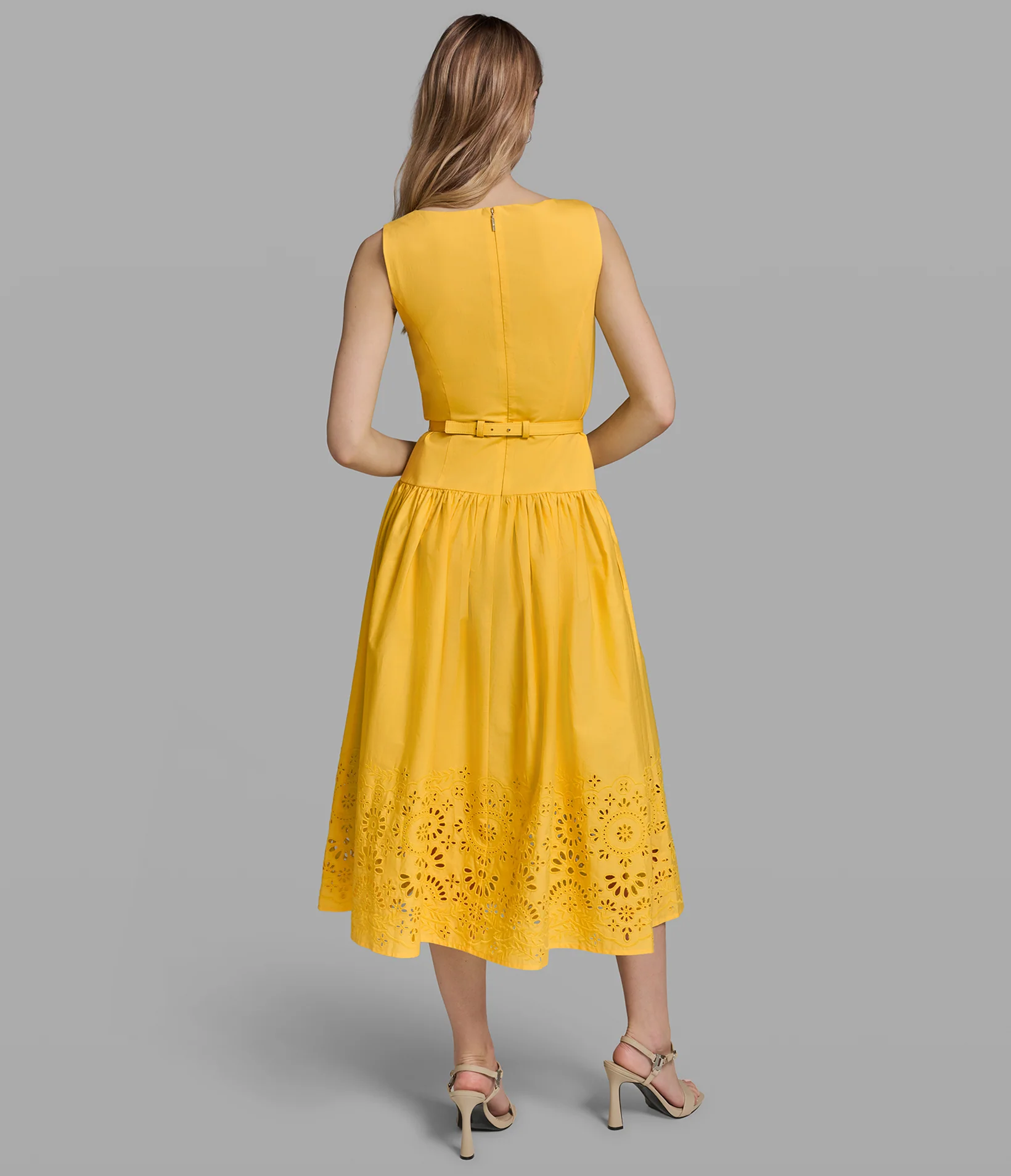 SLEEVELESS EYELET DROP WAIST DRESS - Image 2