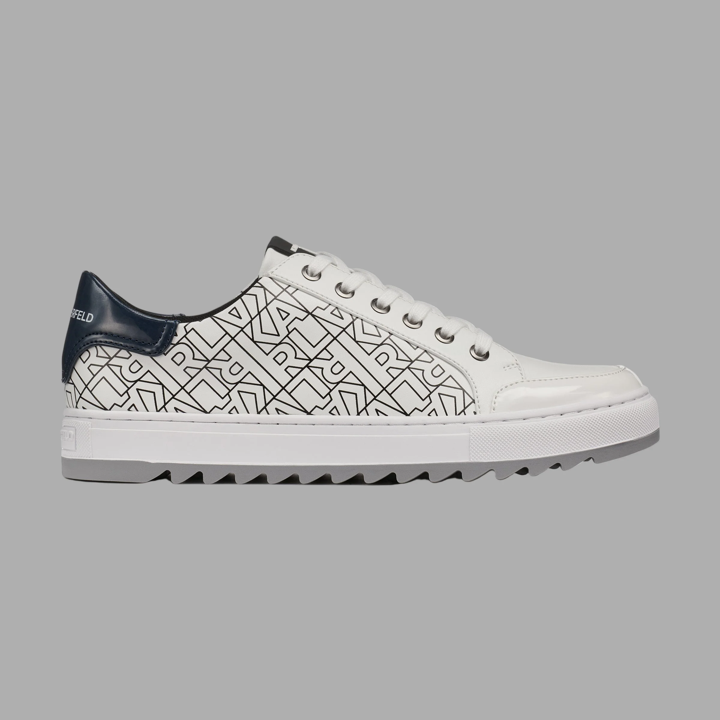 LEATHER SNEAKER WITH PATENT DETAILING AND SIDE LOGO
