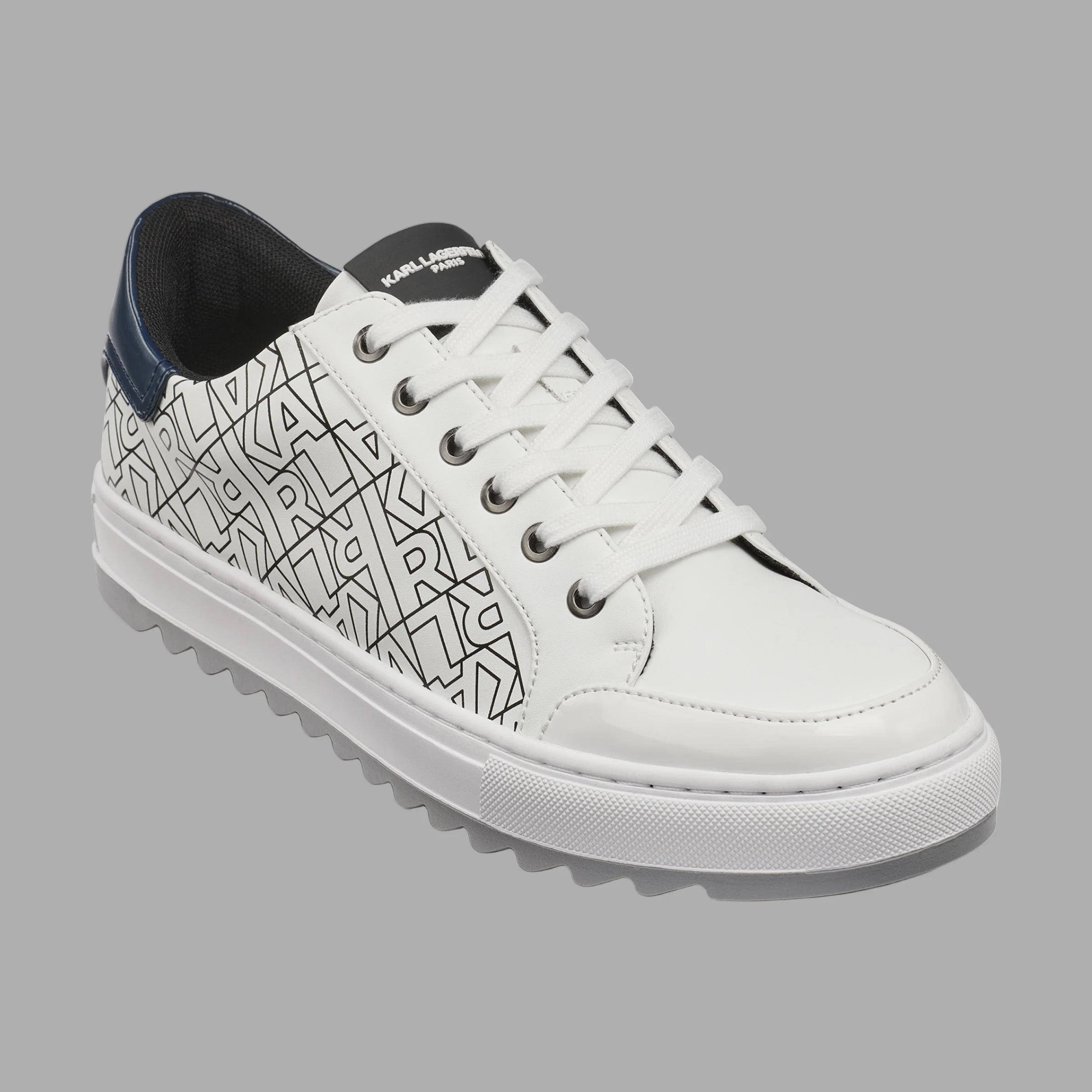 LEATHER SNEAKER WITH PATENT DETAILING AND SIDE LOGO - Image 2