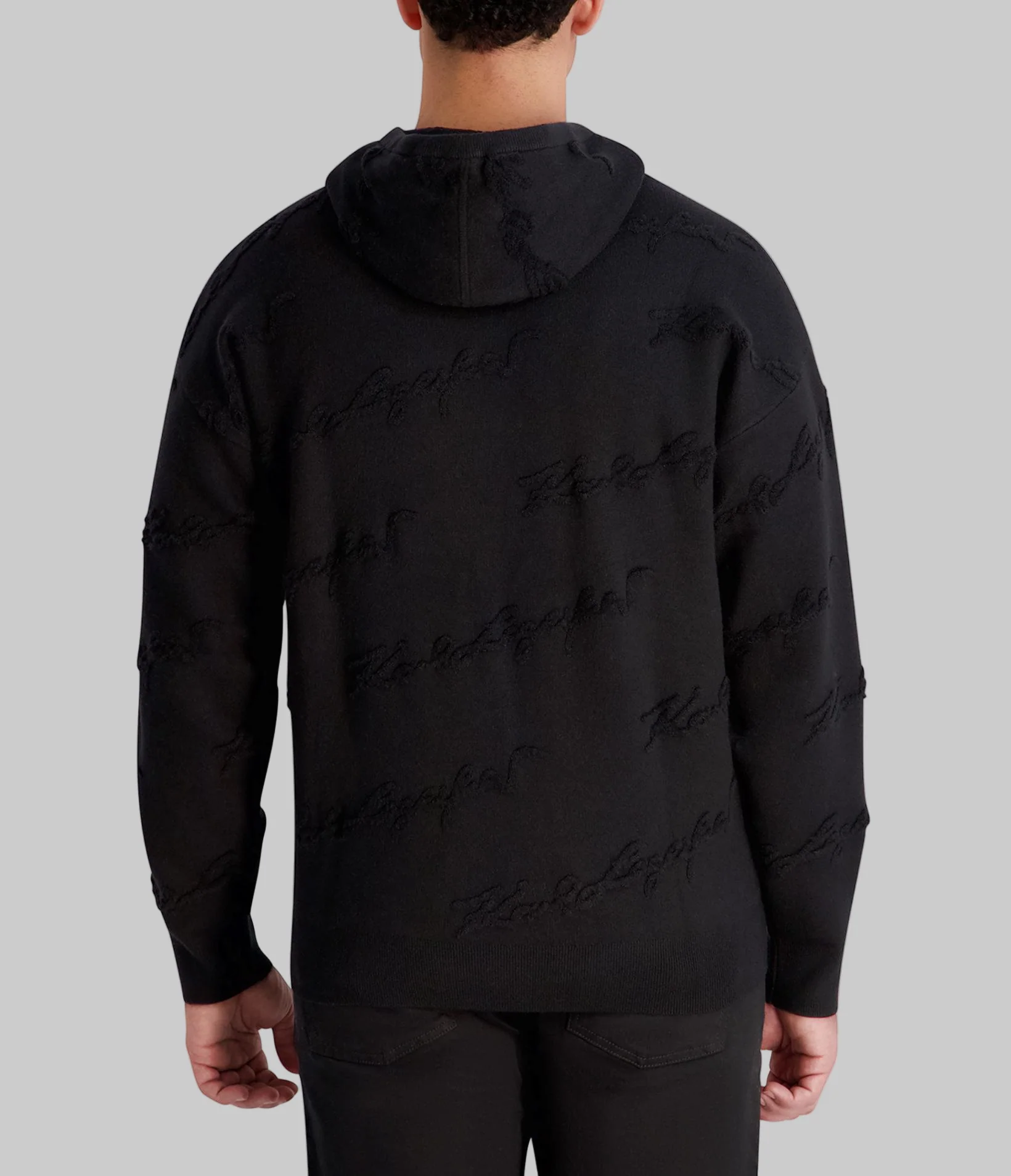 SWEATER HOODIE WITH TONAL CHENILLE SIGNATURE - Image 2