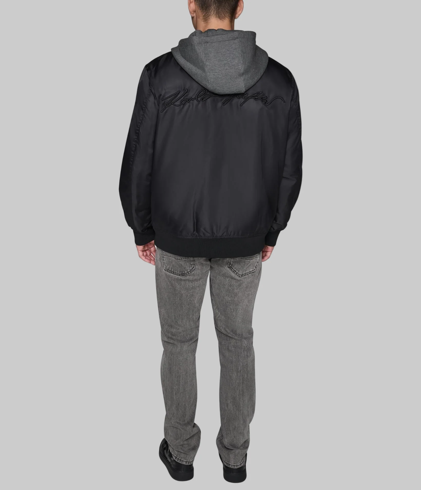 HOODED SIGNATURE LOGO BOMBER JACKET - Image 2