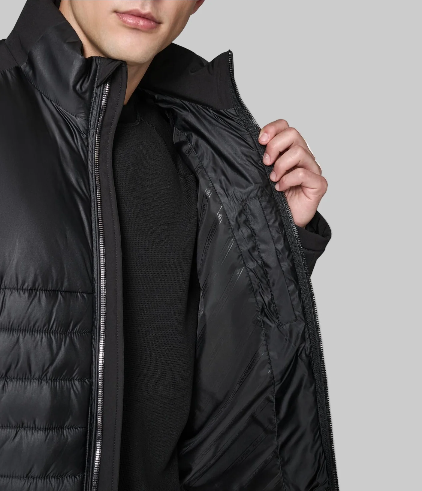 STAND COLLAR MIXED MEDIA PUFFER - Image 5
