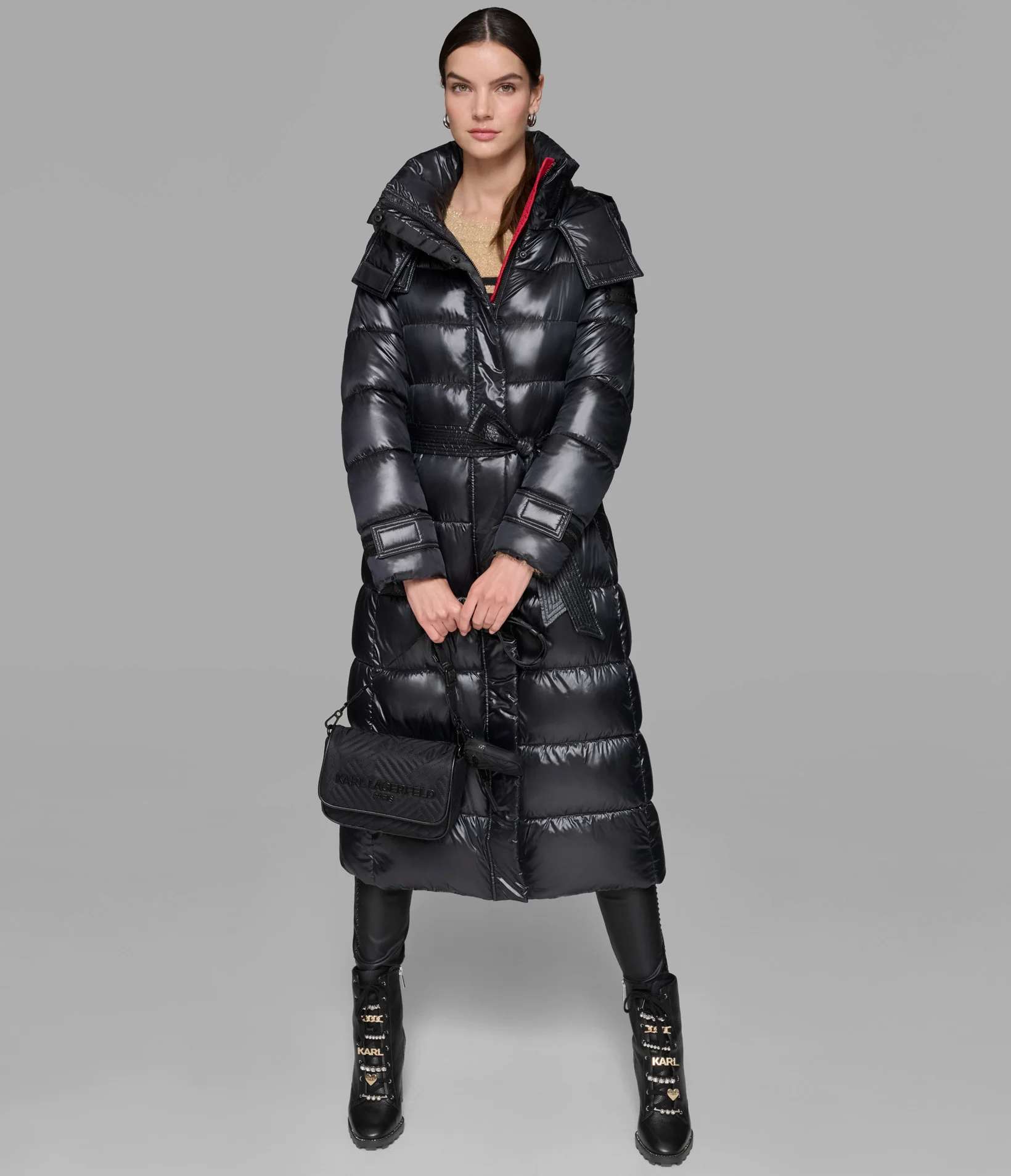 CONTRAST MAXI BELTED LONG PUFFER - Image 6