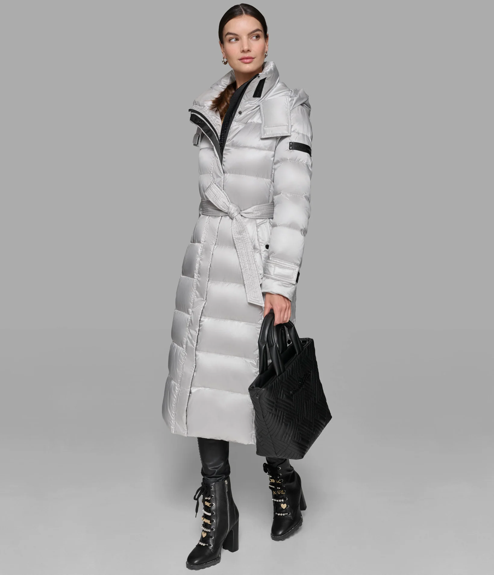 CONTRAST MAXI BELTED LONG PUFFER - Image 9