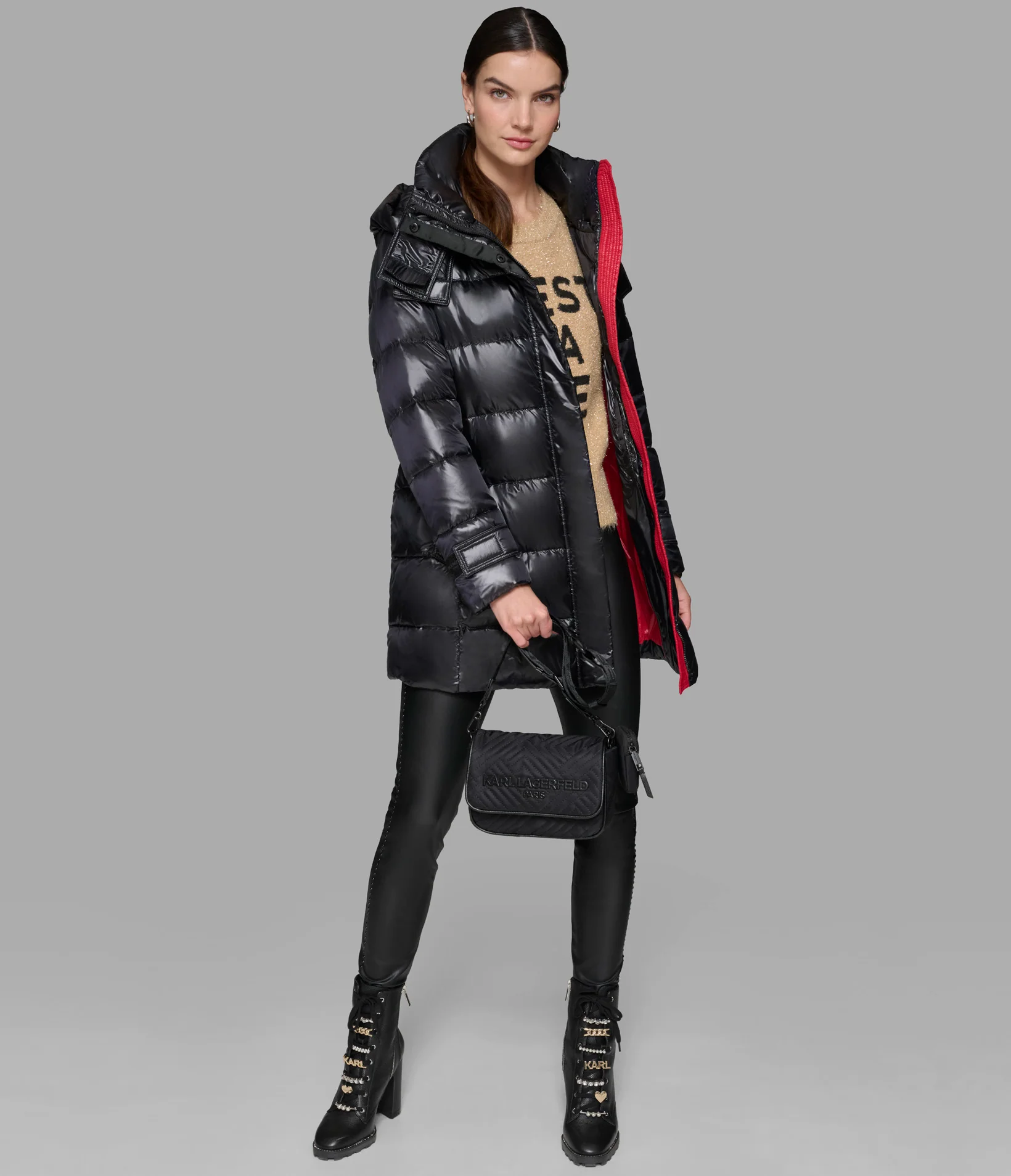 CONTRAST BELTED SHORT PUFFER - Image 7