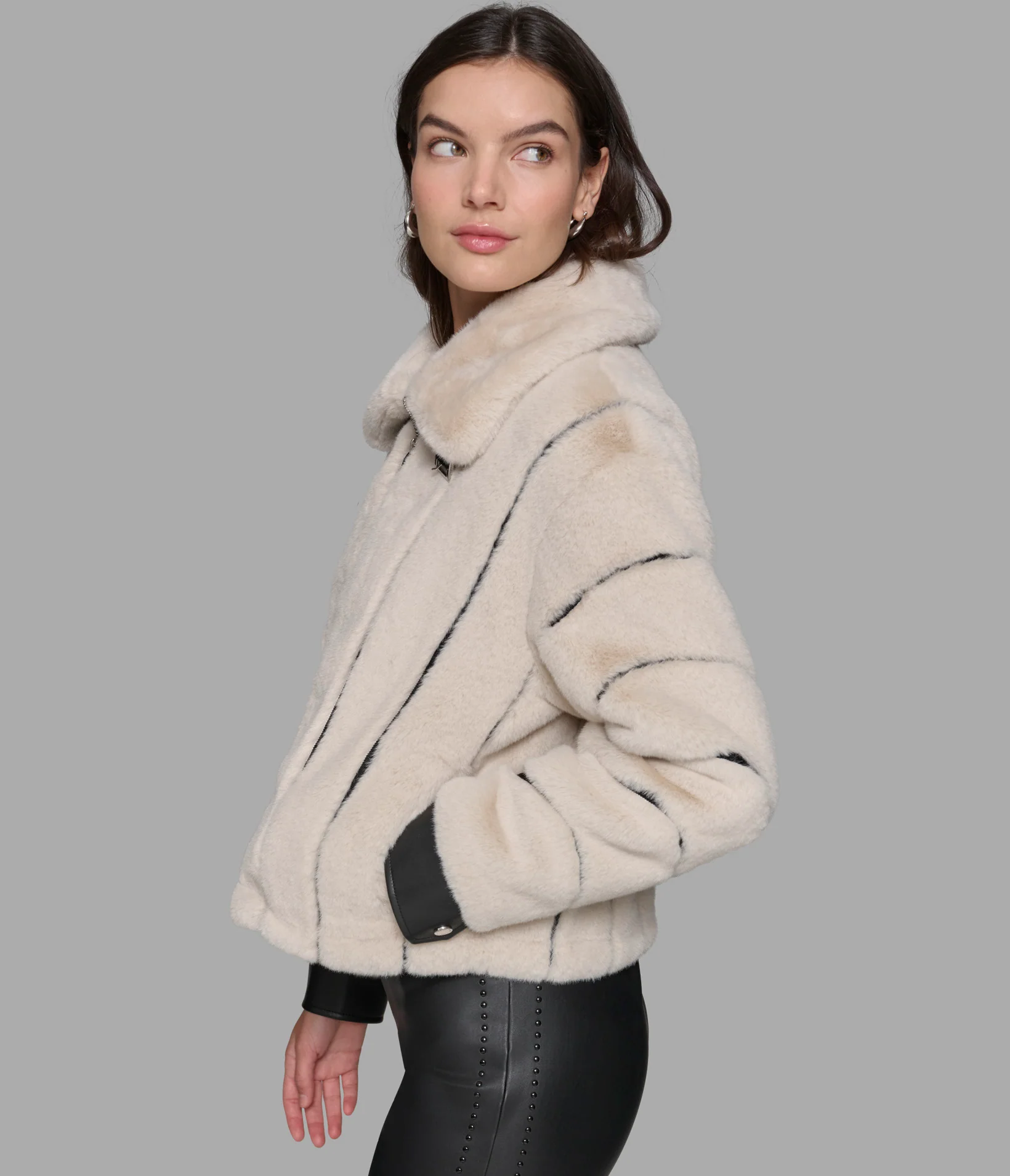 CHANNEL FAUX MINK AND PU BOMBER - Image 3